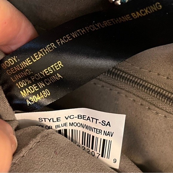 Vince Camuto Beatt blue Moon perforated leather satchel bag with strap EUC - Picture 13 of 16